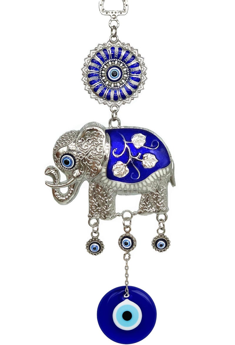 Betterdecor Turkish Blue Evil Eye Lucky Elephant Amulet â€“ Hanging Ornament for Home Office Car Decor -CL16 - Image 1